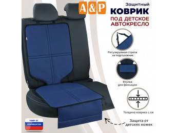 Коврик под детское автокресло. Цвет: синий с черной окантовкой.
